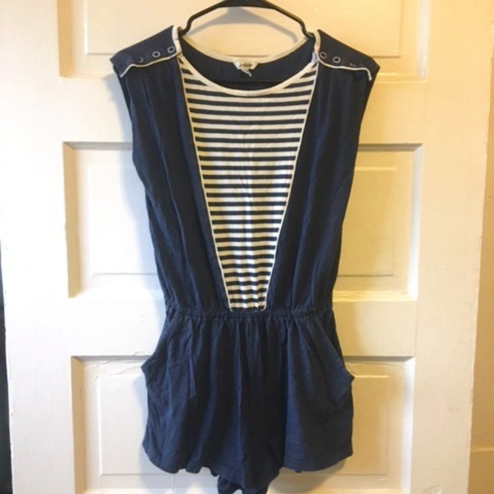 Navy Blue Striped Romper (S)